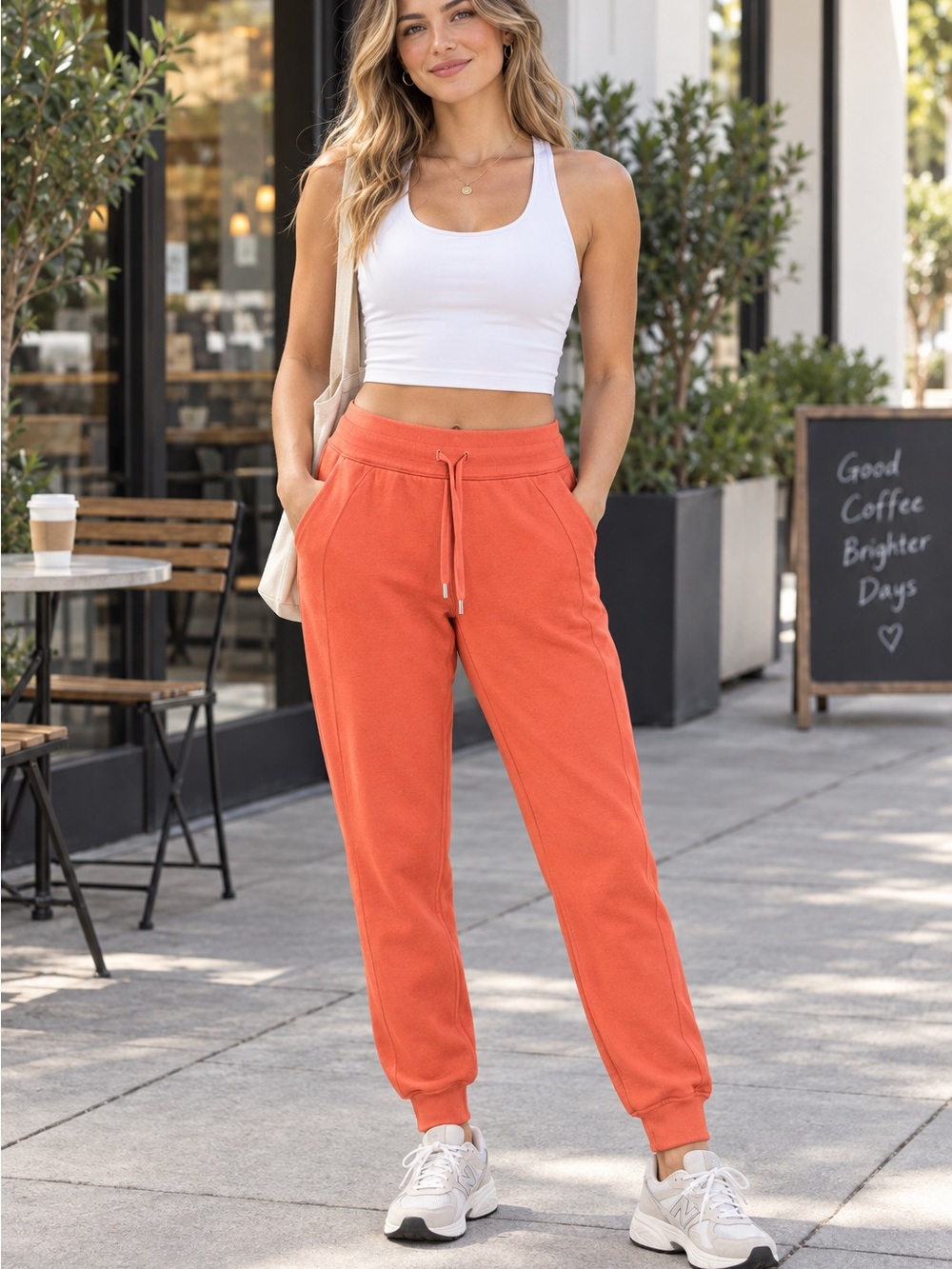 Lululemon Coral Orange Cotton-Blend Jogger Sweatpants Size 10